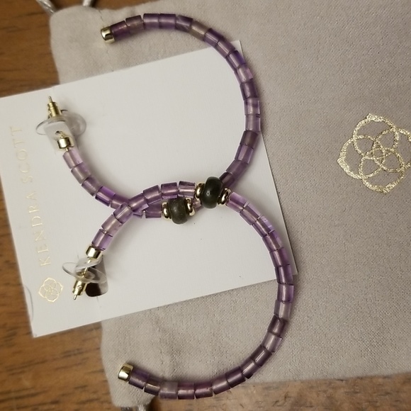 Kendra Scott purple amethyst Insley Hoop Earrings NWT - Picture 4 of 6